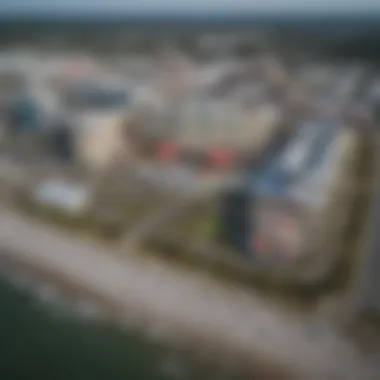 Aerial View of Myrtle Beach Casinos Aerial view of Myrtle Beach showcasing the vibrant casino landscape