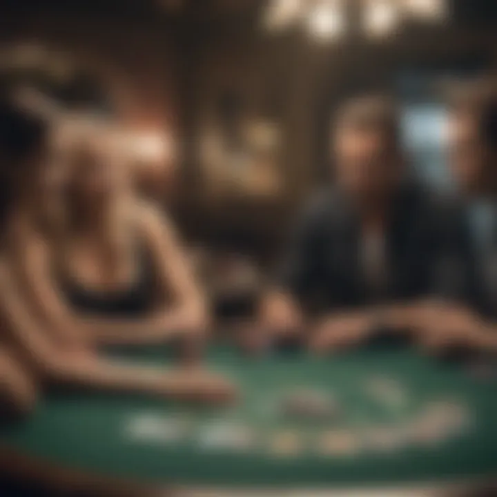 A group gathered around a poker table engaged in an intense game