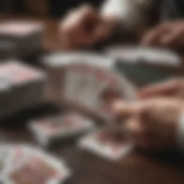 An array of playing cards being shuffled seamlessly.