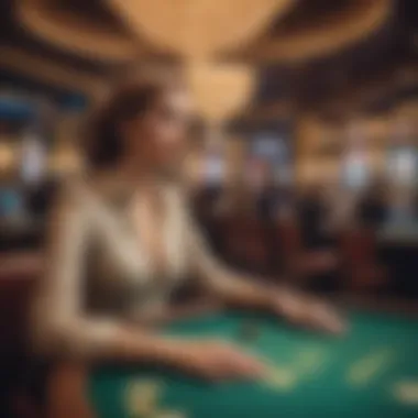 The vibrant atmosphere of a casino with players engaged in poker