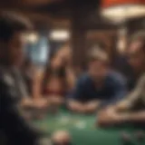 A tense moment at the poker table with focused players