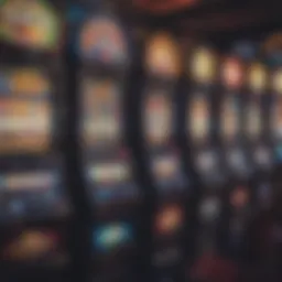 Colorful display of various slot machines in a casino.