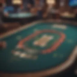 A digital poker table showcasing online gameplay