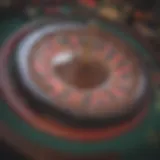 Roulette wheel with colorful betting layout